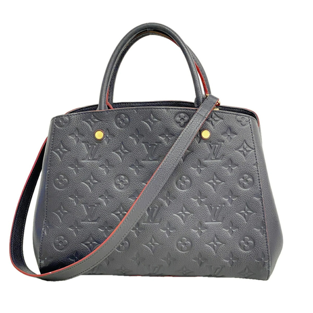 Louis Vuitton Monogram Empreinte Montaigne MM Handbag M42746 Marine Rouge 2-w...